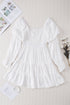 Boho Solid Shirred Ruffle Mini Dress